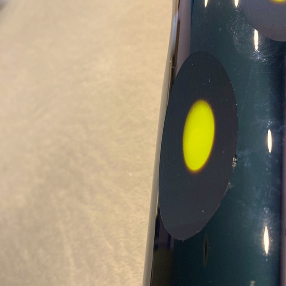 Black Crystal Vase Cut to Green Mid Century Modern MCM; Hand Blown 13.5 x 3 1/8" - Picture 10 of 11